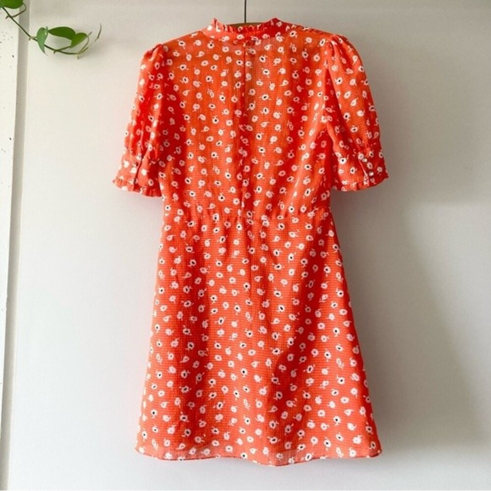 Zara Orange Floral Print Mini Dress‎ Rhinestone Buttons - Picture 9 of 9